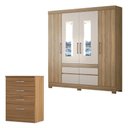 Ver imagem 1 de Cômoda Astral e Guarda Roupa Casal Bilbao Amêndola Off White com Espelho - Demóbile