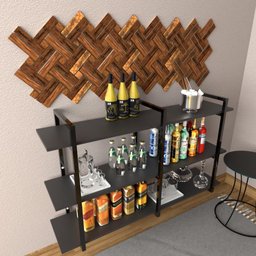 Aparador Prateleira Industrial Sala Barzinho Preto Bar Adega Moderno Suspenso Madeira Buffet - 3