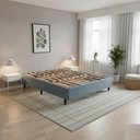 Ver imagem 1 de Cama Casal Box Base 137x187 Desmontável Tecido Premium 100% Madeira - Nova Cama