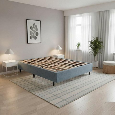 Cama Casal Box Base 137x187 Desmontável Tecido Premium 100% Madeira - Nova Cama