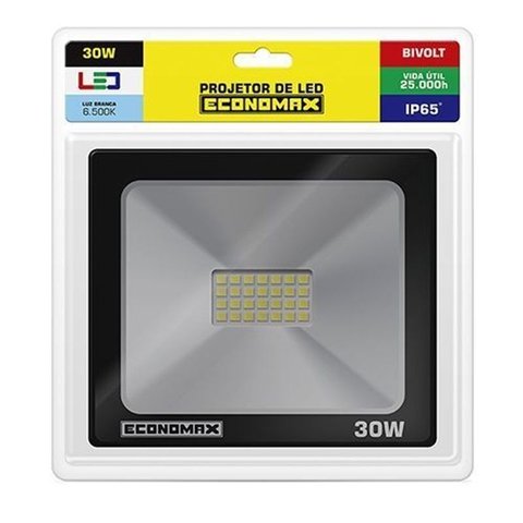 Refletor de Led 30 Watts Branco Frio 6500k Bivolt Economax