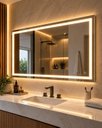 Ver imagem 1 de Espelho LED 3 Cores 100x80 cm Retangular Jateado Lapidado Iluminado Luz Frontal 80x100