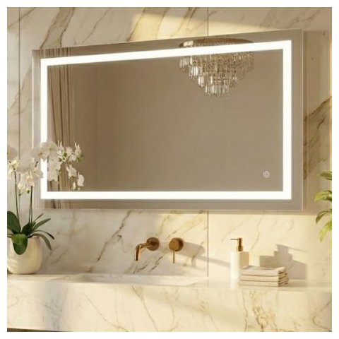 Espelho Led 3 Cores 100x80 Cm Retangular Jateado Lapidado Iluminado Luz Frontal 80x100