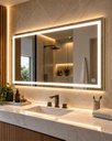 Ver imagem 3 de Espelho LED 3 Cores 100x80 cm Retangular Jateado Lapidado Iluminado Luz Frontal 80x100