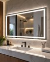 Ver imagem 2 de Espelho LED 3 Cores 100x80 cm Retangular Jateado Lapidado Iluminado Luz Frontal 80x100