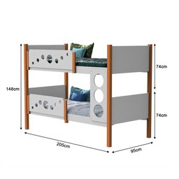 Beliche Infantil Solteiro Star Branco com Mel - Divaloto Móveis - 5