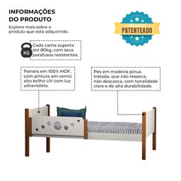 Beliche Infantil Solteiro Star Branco com Mel - Divaloto Móveis - 2