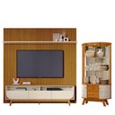 Ver imagem 1 de Estante Home Theater com Bancada Suspensa Luna com Cristaleira Moss Cinamomo Off White - Madetec