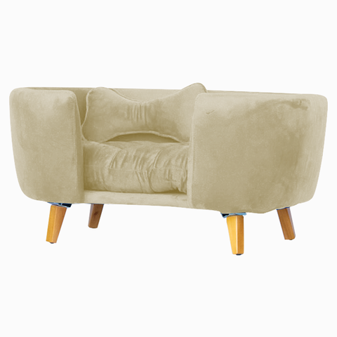 Poltrona Cama Pet Hanna Estofada Tecido Veludo Divini Decor:bege