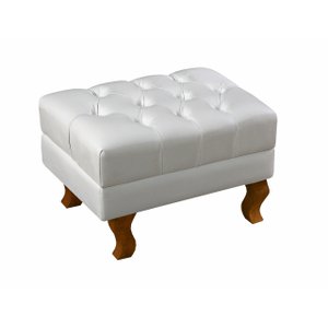 Puff Banqueta Dom Pedro Chesterfield Retangular Sala, Quarto, Recepção - Couríssimo Branco