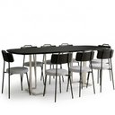 Ver imagem 2 de Mesa Retangular Alina 200cm Preto Champanhe com 8 Cadeiras Barcelona N01 Couríssimo Preto Linho