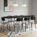 Ver imagem 1 de Mesa Retangular Alina 200cm Preto Champanhe com 8 Cadeiras Barcelona N01 Couríssimo Preto Linho