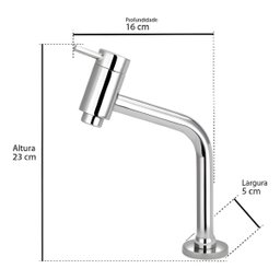 Torneira Bancada Link Banheiro Baixa Cuba Lavatório 8061 Slim Concept Metais - 7