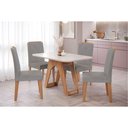 Ver imagem 1 de Conjunto Mesa de Cozinha Carol Tampo Madeirado com Vidro 130x80cm e 4 Cadeiras Fernanda Madeirado
