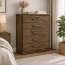Ver imagem 2 de Cômoda Ipanema 5 Gavetas Grande com Chave para Quarto Tampo em Mdf Cor:ipê