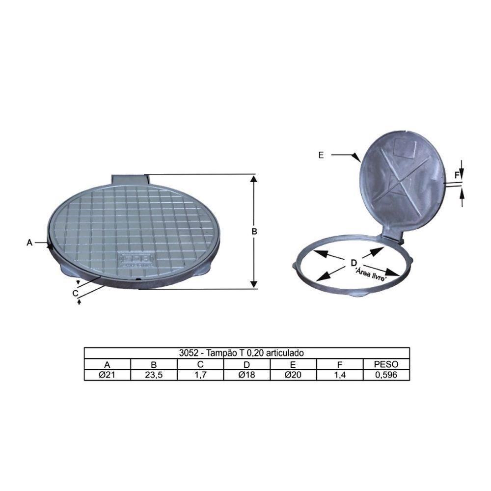 Tampa Tampão de Chão Circular T020 Alumínio Articulado 20cm - 2