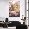 Quadro Decorativo Leão Flor Cerejeira Moldura Cx Alta 100x66 Titulo Moldura Branca - 2
