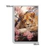 Quadro Decorativo Leão Flor Cerejeira Moldura Cx Alta 100x66 Titulo Moldura Branca - 3