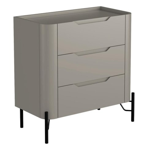Mesa de Cabeceira Orgânica 3 Gavetas Pés Industrial Preto Bliss I03 Grigio - Lyam Decor