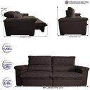 Ver imagem 2 de Sofá Retrátil e Reclinável 2,15m Molas Ensacadas Cama inBox Big Home Bordado 3D Linho Marrom
