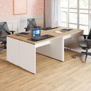 Ver imagem 1 de Estação de Trabalho 4 Lugares 2,20m X 1,40m Pé Painel F5 Cor:macadâmia com Branco