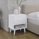 Ver imagem 1 de Mesa de Cabaceira Mila 1 Gaveta Pés Retrô Moblis: Branco