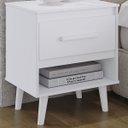 Ver imagem 2 de Mesa de Cabaceira Mila 1 Gaveta Pés Retrô Moblis: Branco