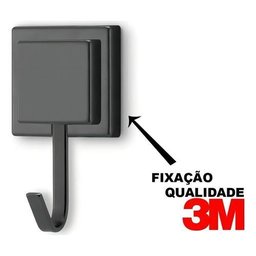 Kit 2 Porta Toalha Rosto Banho Gancho Preto Dupla Face 3m - 7
