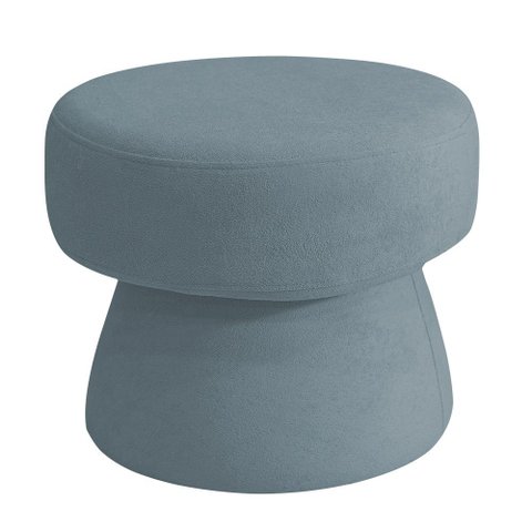 Puff Decorativo Redondo Liz Sala de Estar Bouclé Azul Claro - Nexta Casa