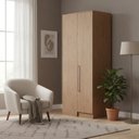 Ver imagem 1 de Guarda Roupa Modulado Canto Reto 1 Porta Requinte+ 100% MDF Marrom/Macadâmia