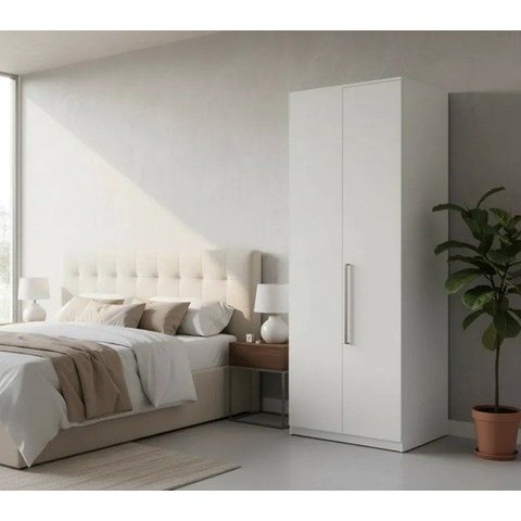 Guarda Roupa Modulado Canto Reto 1 Porta Requinte+ 100% MDF Branco/Line