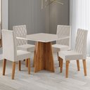 Ver imagem 1 de Mesa de Jantar 4 Lugares Evah Mel/blonde/veludo Pastel - Viero Móveis