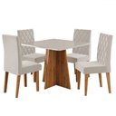 Ver imagem 2 de Mesa de Jantar 4 Lugares Evah Mel/blonde/veludo Pastel - Viero Móveis