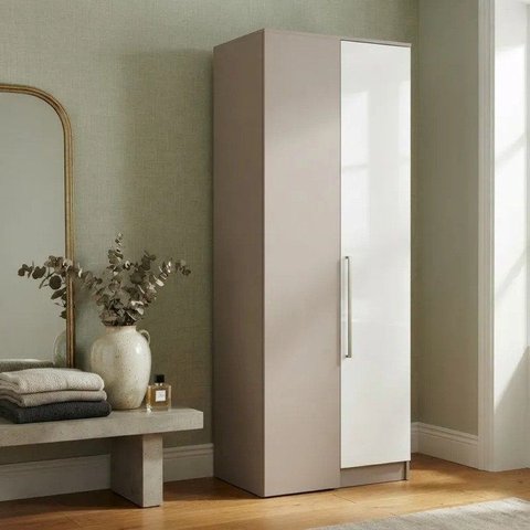 Guarda Roupa Modulado Canto Reto 1 Porta Requinte+ 100% MDF Cinza/Duna Line/Branco