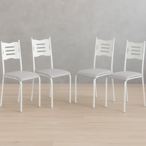 Kit 4 Cadeiras para Cozinha e Sala de Jantar 542.Slp Branco/Cinza