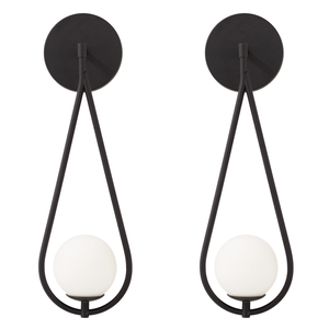 Kit 2 Luminárias Arandela Parede Gota Globo Vidro Sala Preto