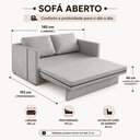 Ver imagem 3 de Sofá Cama Mali 2 Lugares 140cm Cinza Linho e Courino Lojas Curitibanas