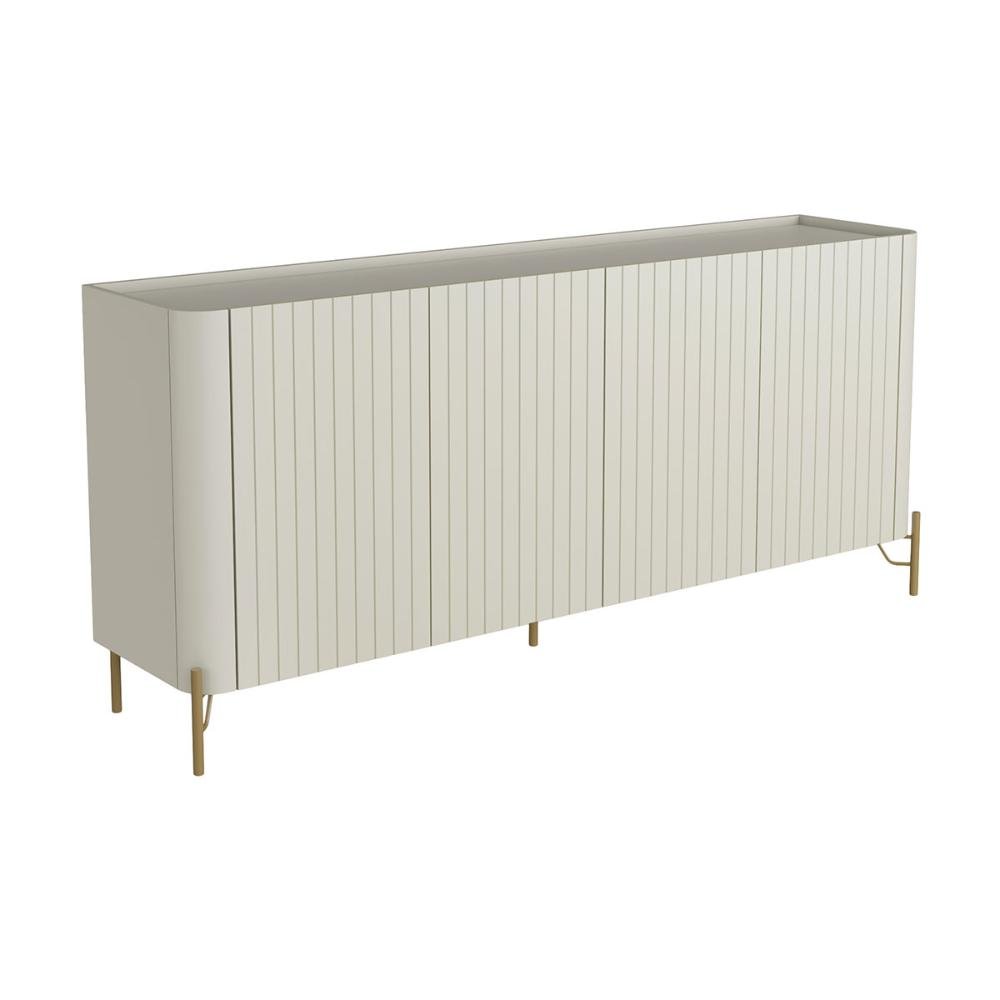 Balcão Buffet P/ Sala Porta Brise 180cm Pés Metal 100% Mdf Cor:luna com Dourado - 1