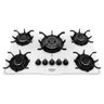 Cooktop Tripla Chama Itatiaia Itamaster 5 Bocas Vidro Temperado Branco Bivolt - 5