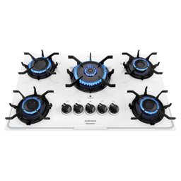 Cooktop Tripla Chama Itatiaia Itamaster 5 Bocas Vidro Temperado Branco Bivolt - 2