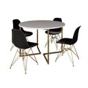 Ver imagem 6 de Mesa Jantar Industrial Redonda 110Cm Branca Base V Dourada Com 4 Cadeiras Pretas Base D Cor: Branco