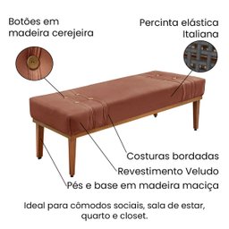 Recamier Santorini Spz 140cm Veludo - Adj Decor - 4