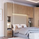 Ver imagem 6 de Mesa de Cabeceira Modulada Reto 1 Porta 2 Gavetas Requinte+ 100% MDF Cinza