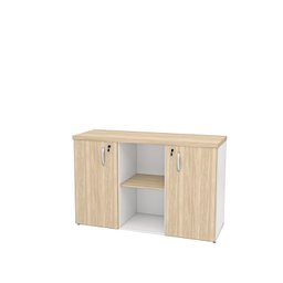 Armário Credenza Escritório Baixo Semiaberto Portas C/chave Netmobil - Dubai/branco - 5