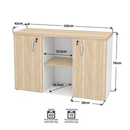 Armário Credenza Escritório Baixo Semiaberto Portas C/chave Netmobil - Dubai/branco - 6