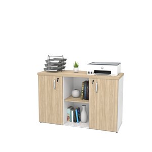Armário Credenza Escritório Baixo Semiaberto Portas C/chave Netmobil - Dubai/branco