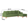Sofá 4 Lugares Beny com Chaise Direito Linho Verde Oliva - 5