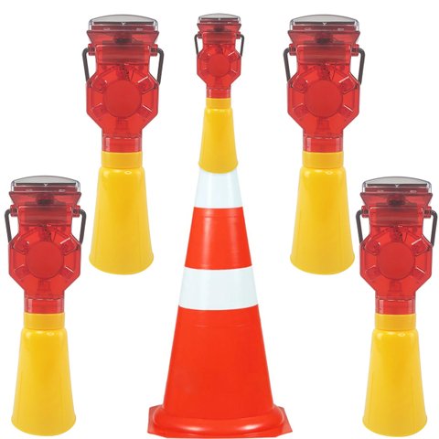 Sinalizador Viario Solar Kit 5 Uni Sinalizaçao Rua Estrada Rodovia Pista Iluminaçao Obra Chuva Evita