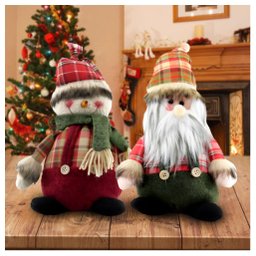Decoração Dupla Natal Papai Noel e Boneco De Neve - 1