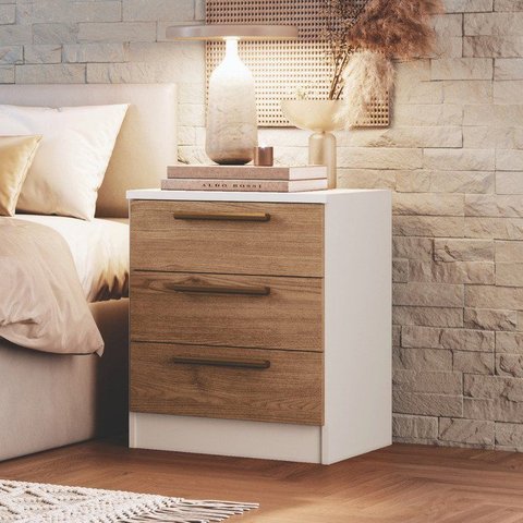Mesa de Cabeceira Modulada 3 Gavetas Requinte+ 100% MDF Branco